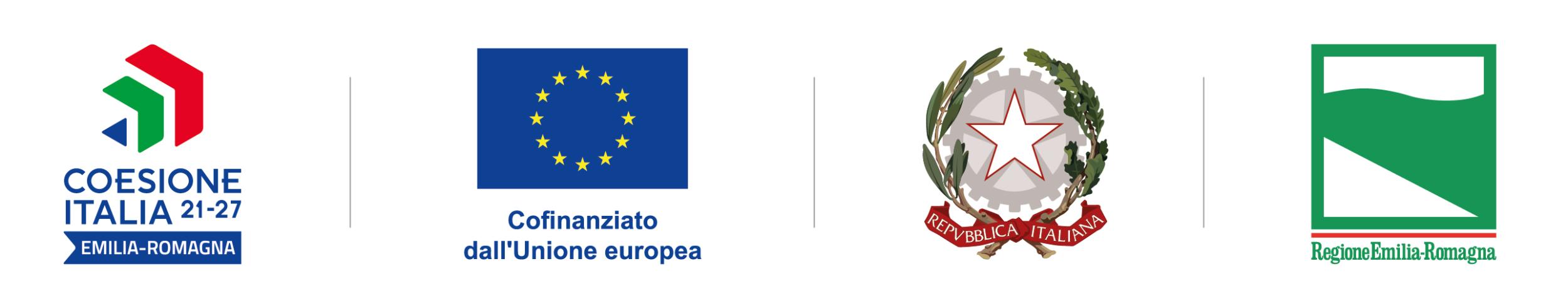 Co-financing logos for projects in Emilia-Romagna, Italy, and Europe.